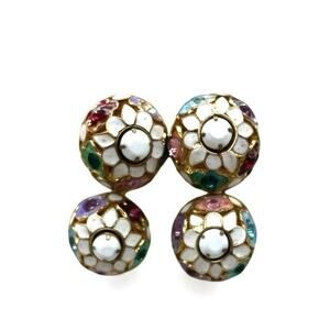 Vintage Vogue Clip On Earrings Signed Sputnik Floral Open Ball Gold Tone